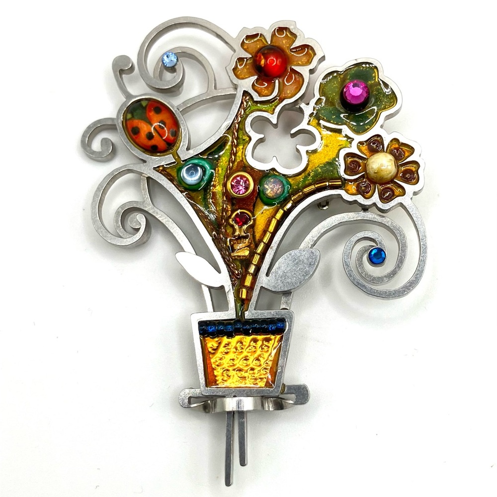 Seeka Flower Pot Garden Handcrafted Brooch Pin